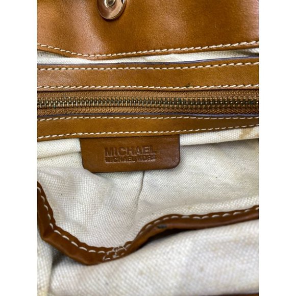 Michael Kors Yellow Brown Woven Tote Bag - Picture 14 of 15